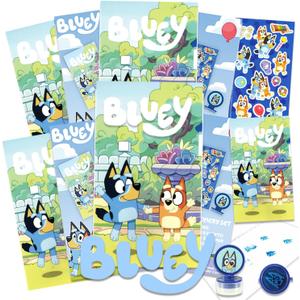 Disney Bluey Party Favor Set - Bundle of Bluey 8 Bluey Activity Packs with Games and Coloring Pages, More | Bluey Birthday Party Supplies