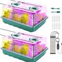 96 Cell Seed Starter Tray with Grow Light, Seed Starter Kit with Adjustable Humidity Dome, Seed Starting Trays Plant Starter Kit for Seeds Growing Starting, Indoor Gardening, Greenhouse
