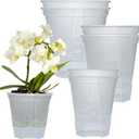 Cdd's Path 6-Pack Bare Root Planter Self Watering Pots Set with Holes for Indoor/Outdoor Plants, 2 Each of 5, 6 and 7 Inch Planter Pot with Watering Hole/Reservoir and Air Pipes, Clear
