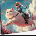 Western Cowgirl Canvas Wall Art Trendy Poster Cat Cute Pictures Vintage Prints Cowgirl Painting 12x16 No Frame, 2 Pack