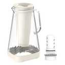 GLACIER FRESH 10 Cup Purela Glass Water Pitcher with 1 Ultrafiltration Membrane and Activated Carbon Filter, Reduces 99% Chlorine, PFOA&PFOS, Coliforms, White