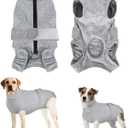 SlowTon Dog Surgery Recovery Suit - Zipper On Dog Onesies After Surgery for Female Male Dog, Abdominal Wounds Bandages Cone/E-Collar Alternative Dog Surgical Body Suit (Grey, L)