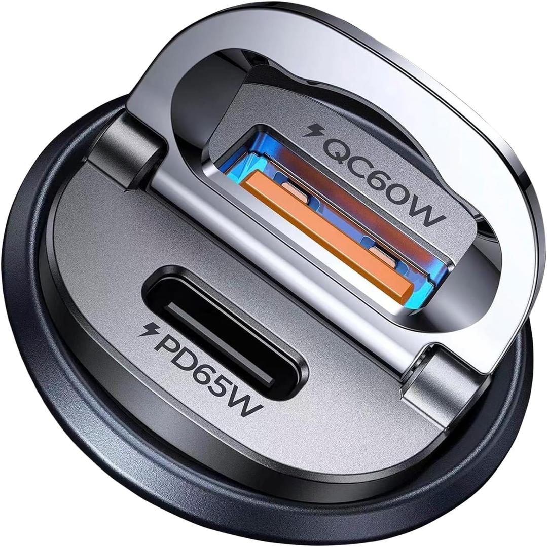 Upgraded 125W Car Charger USB C Super Fast Charging, [PD65W & QC60W][All Metal] MRGLAS Cigarette Lighter Car Charger, RV Car Electronics Accessories for iPhone 17 Pro Max iPad Samsung S25 Pixel 10