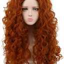 Womens Long Curly Orange Wig Red Curly Wig Heat Resistant Synthetic Fibers Fluffy Cosplay Costume Hair for Anime Party