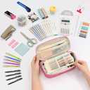 Pencil Bag, Pencil Case for Girls Women, Preppy Pencil Case, Large Initial Pencil Pouch with Zipper, Back to School Supplies, Aesthetic Pen Case Box for Kids Teen Girls - D(Pink)