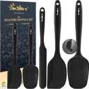 3 x Walfos Silicone Spatula Set of 5 - (600F) High Heat Resistant Kitchen Scraper Spatulas, One-Pieces Seamless Design, Perfect for Cooking Mixing & Baking - BPA Free and Dishwasher Safe,black