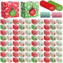 Glenmal 100 Set Christmas Bakery Cookie Boxes Cupcake Containers with Christmas Tree Window Xmas Day Cupcake Candy Goody Treat Gift Boxes with Cotton Rope Label for Xmas Party Favors Supplies