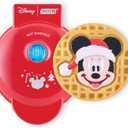 Disney Dash Mickey Mouse Santa Mini Waffle Maker - Electric Waffle Maker for Creative, Homemade Treats - Features Built-In Cord Wrap & Pre-Heating Indicator Light