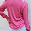 Dokotoo Women's Casual Long Sleeve Shirts Shirred Shoulders Solid Color Knit Tops Blouses (Pink, XXL)