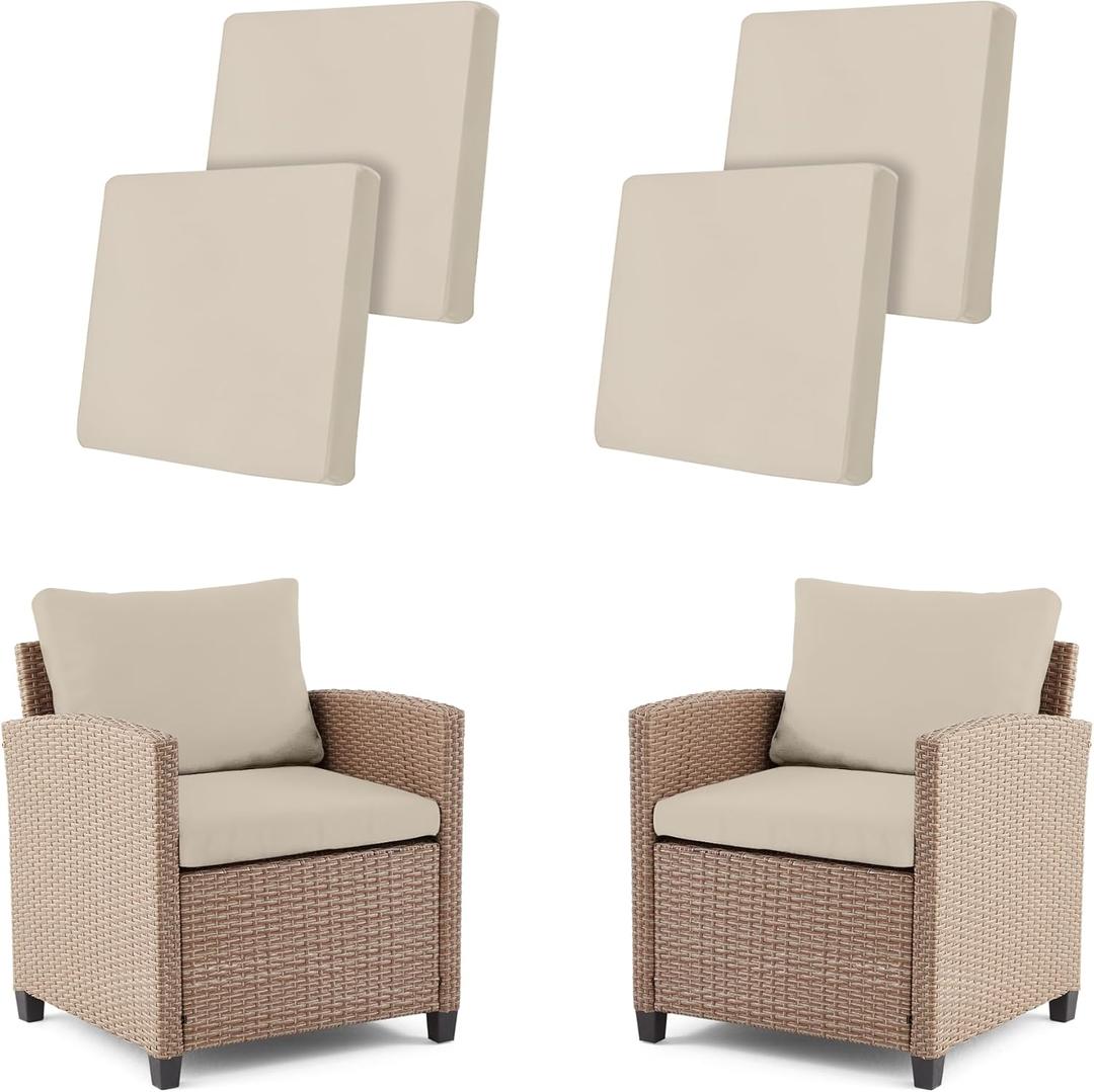 4Pcs Outdoor Cushion Covers Patio Cushion Covers Stretch Cushion Covers for Outdoor Furniture Replacement Washable Reusable Furniture Protector(Beige)
