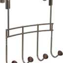 Spectrum Over the Door Hooks Coffee Brown Metal Hanging Hook Rack for Kitchen Bathroom Closet Laundry Organization, Heavy Duty Behind the Door Hook Coat Hanger Towel Rack Doors Up To 1.75 Thick