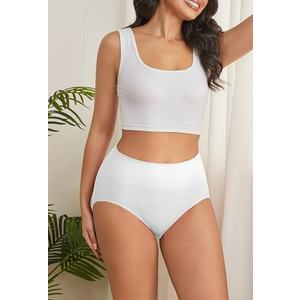Hibluco Women Underwear High Waist Stretch Briefs Soft Underpants Ladies Full Coverage Panties