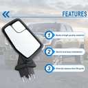 Left Driver Side Mirror Compatible With 2019 2020 2021 2022 2023 2024 2025 2026 GMC Sierra 1500 With Manual Folding Power Glass Heated Chrome Replace#84732161 84309731(5Pins)