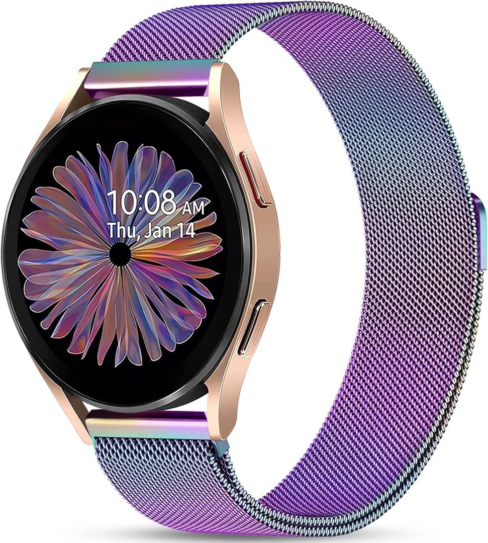JKD Magnetic Metal Band Compatible with Samsung Galaxy Watch 7 Band, Galaxy Watch 6 5 4 FE 40mm 44mm/5 Pro 45mm/Watch 6 4 Classic/Active 2, 20mm Stainless Steel Strap Women Men for Samsung Watch Bands