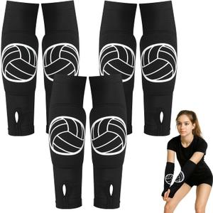 Sosation 3 Pairs Volleyball Arm Sleeves for Girls Boys Passing Forearm Sleeves with Protection Pad and Thumbhole for Years 5-8 (black)