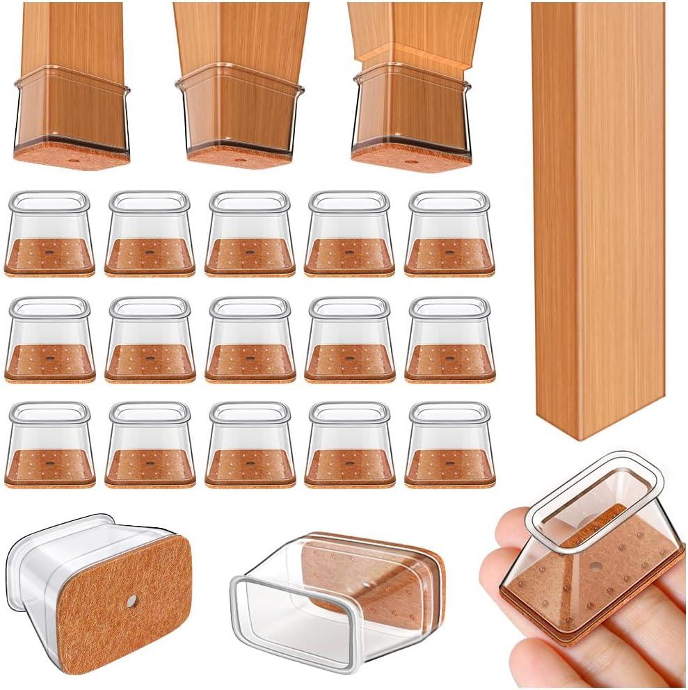 Ansible 24 pcs Rectangle Large Chair Leg Floor Protectors, Furniture Felt Pads Silicone Covers caps for Chairs,Chair Leg Protectors for Hardwood Floors (Fit Length 1-1/8 to 1-1/2,Width 3/4 to 1)