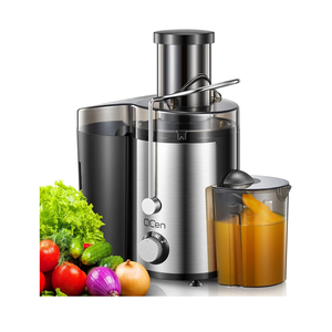 Qcen Juicer Machine, 800W Centrifugal Juicer Extractor with Wide Mouth 3” Feed Chute for Fruit Vegetable, Easy to Clean, Stainless Steel, BPA-free (Black)