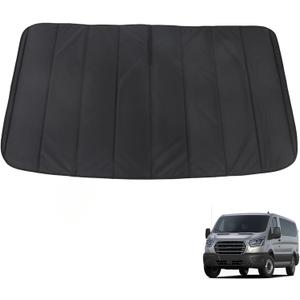 Charcoal Gray Insulated Blackout Front Windshield Window Cover Replacement for 2015-2024 Transit Van High and Medium Roof