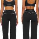 ABOCIW Two Piece Workout Sets for Women Racerback Tank Top Matching High Waist Wide Leg Yoga Pants Pilates Outfits, Black Size 0-2