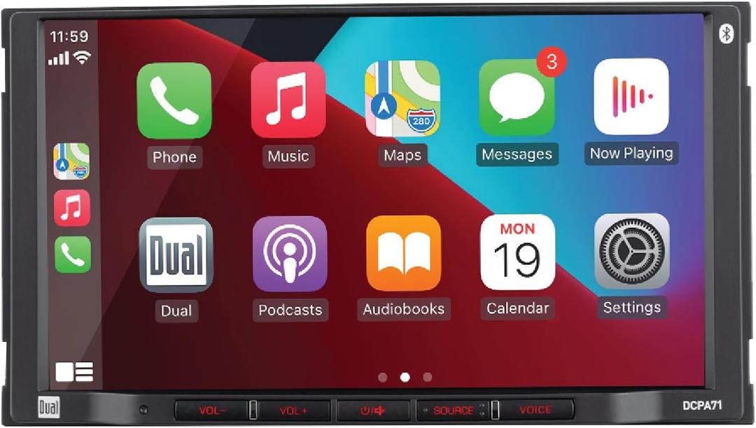 Dual Electronics DCPA71 7-inch Certified Apple Carplay Android Auto | Double DIN Touchscreen Car Stereo Radio | Bluetooth Hands Free Calling & Music Streaming | Backup Camera Input