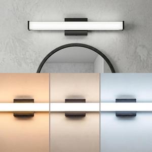 URSOLA 24" Modern LED Bathroom Light Fixtures, Matte Black 3CCT Dimmable Bathroom Vanity Light Over Mirror, Bathroom Vanity Bath Bar Lights with Double Layer Acrylic Shade
