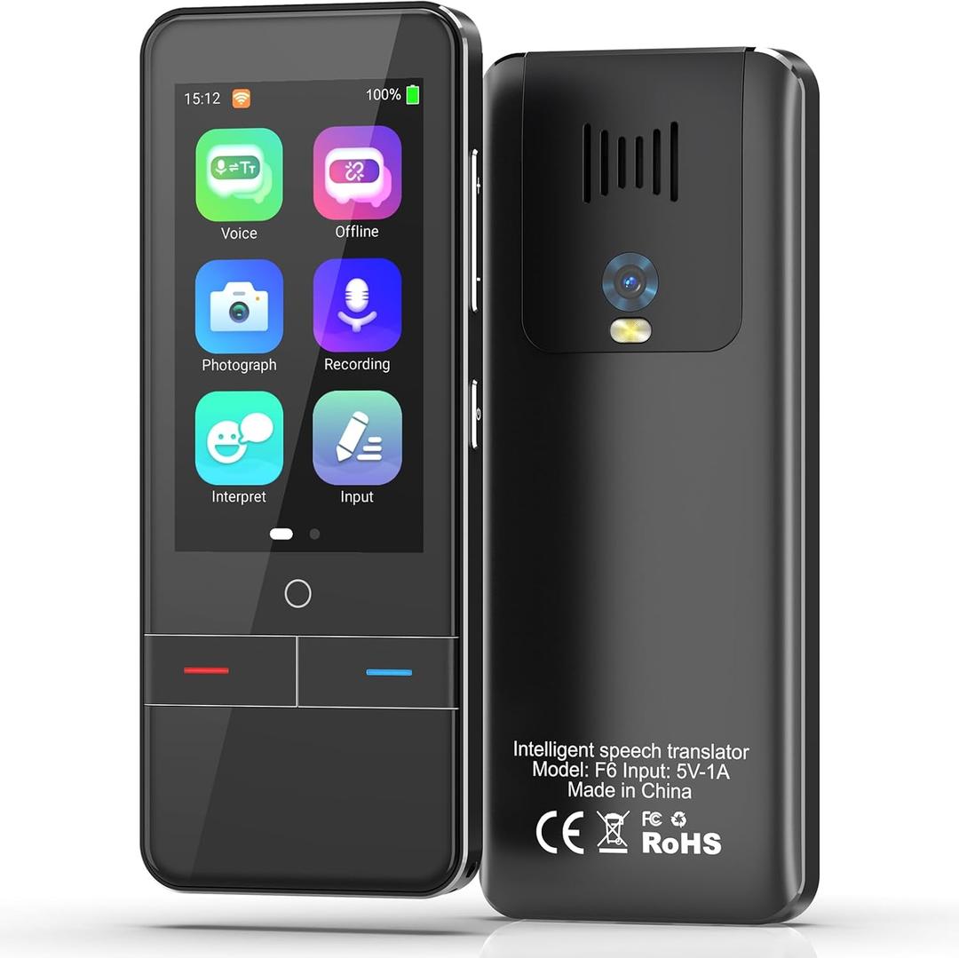 Language Translator Device, High Accuracy Portable Real-Time Two Way Instant Translator, 139 Languages Offline Online Interpreter Voice Text Photo Translation for Travelling Learning Business (Black)