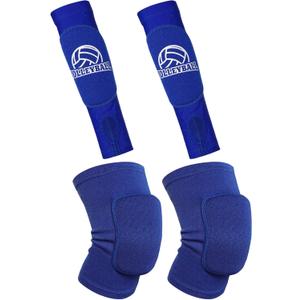 obmwang 2 Pieces Volleyball Accessories Including Volleyball Knee Pads and Volleyball Arm Sleeves with Protection Pads and Thumb Hole for Women Girls Teens Volleyball Training (,Large, Blue)