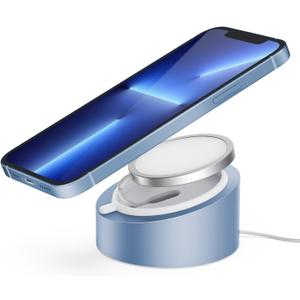 Stouchi Mag- Safe Charger Stand Wireless Charging Heavy-Duty Premium Metal Holder Base Desktop Tablet Mount for iPhone 16 Pro /16/15 Pro/15/14/13/12 Mag- Safe Charger Stand- Blue
