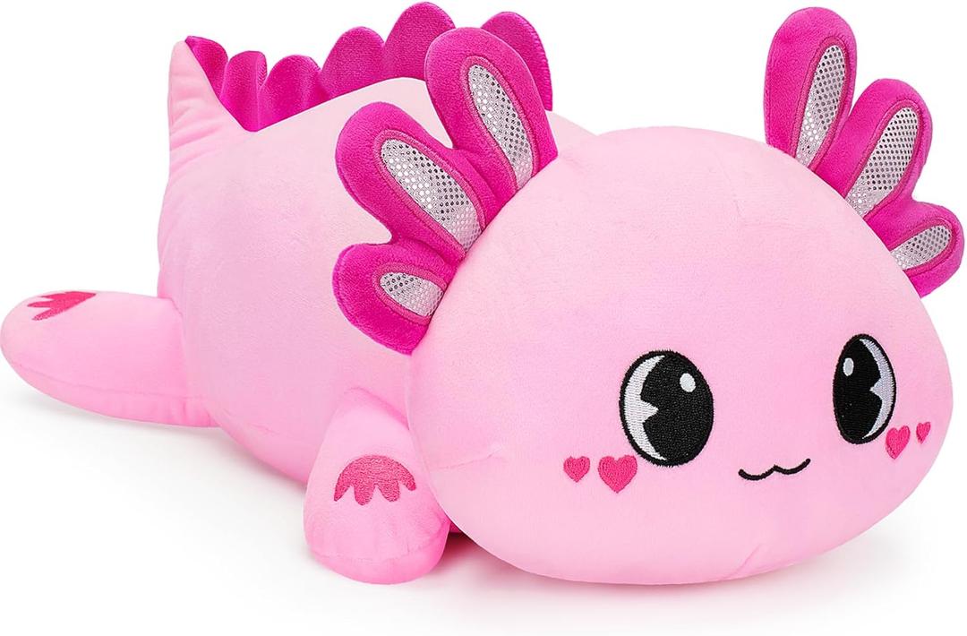 Officygnet Axolotl Plush, 13" Soft Stuffed Animal Plush Toy, Cute Axolotl Plushies Pillow, Kawaii Plushies Dolls for Kids, Pink Axolotl Gift for Girls Boys