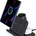 Wireless Charger Stand for Samsung Z Fold 7/Pixel 9 Pro Fold, 25W Charging Station for Samsung Galaxy Z Fold 6/5/4/3, Galaxy Watch 8/8 Classic/Ultra/7/6/5/4, Galaxy Buds, SwanScout 705S (No Adapter)