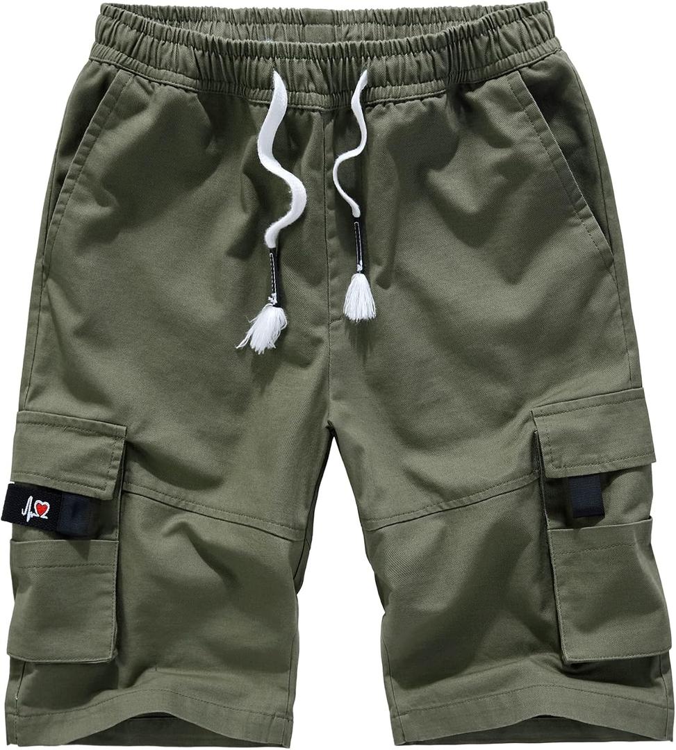 APTRO Men's Cargo Shorts Elastic Waistband Drawstring Summer Casual Cotton Big & Tall Relaxed Fit Work Shorts, 3XL
