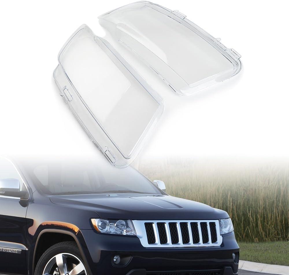 Left Right PC Transparent Lens Headlight Covers Compatible for 2011-2013 Jeep Grand Cherokee 55079379AF 55079378AF Head Lamp