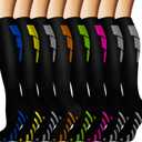 Graduated Copper Compression Socks for Men & Women Circulation 8 Pairs 15-20mmHg - Best for Running Athletic Cycling (Large-X-Large, 03 Blue/Yellow/Gray/Orange/Green/Pink/Gray/Gray)