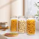 Glass Jars with Airtight Lid, Large Glass Food Storage Jars, 3 Pack Wide Mouth Airtight Glass Jars ffor Flour, Cereal, Coffee, Pasta and Canning(70OZ)