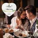 2 x 1 Year Anniversary Ornament, 1st Anniversary Decorations for Couple, 1st Wedding Anniversary Ornament Keepsake Sign - Heart Plaque - Christmas Ornament Gifts for Couple Her Him Wife Husband