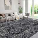 COZYLOOM Black Rug for Living Room 10x13 Machine Washable Area Rugs Modern Abstract Door Mats Non Slip Stain Resistant Geometric Accent Rug for Bedroom, Dining Room, Nursery, Black