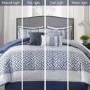 Madison Park Luxury Comforter Set-Traditional Jacquard Design All Season Down Alternative Bedding, Matching Bedskirt, Decorative Pillows, King(104"x92"), Bennett, Geometric Navy 7 Piece
