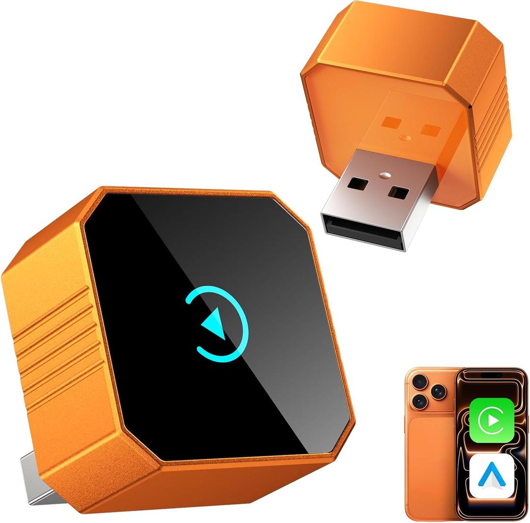 Wireless CarPlay Adapter for CarPlay Android Auto, Mini Design Wired to Wireless CarPlay, Plug & Play, Fast & Stable Connection, Car Play Adapter Compact with USB/USB-C