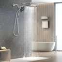 Rain Shower Head with Handheld Spray Combo,High Pressure Filtered Handheld Shower Head with 10-Spray for Bathroom Upgrade,10" Height/Angle Adjustable Bar,71" Long Hose (Silver)