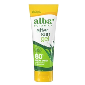 Alba Botanica Aloe Vera Gel for Skin, Cooling After Sun Treatment for Face and Body, Made with Purity Certified 80% Aloe Vera Gel Formula, 8 fl. oz. Tube