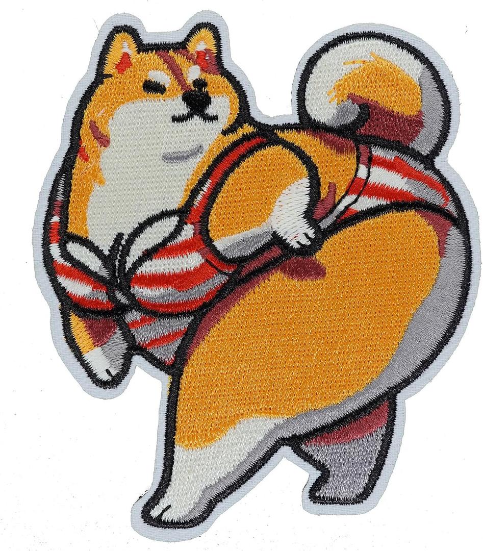 Dog Patch Sexy Shiba Inu Iron On Patch Iron On or Sew On Patches Perfect for Backpacks Jeans Jackets Hats & Clothes Cute Funny Cool Embroidered Appliques Patch