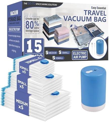15 Pack Space Saver Storage Bags with Electric Air Pump