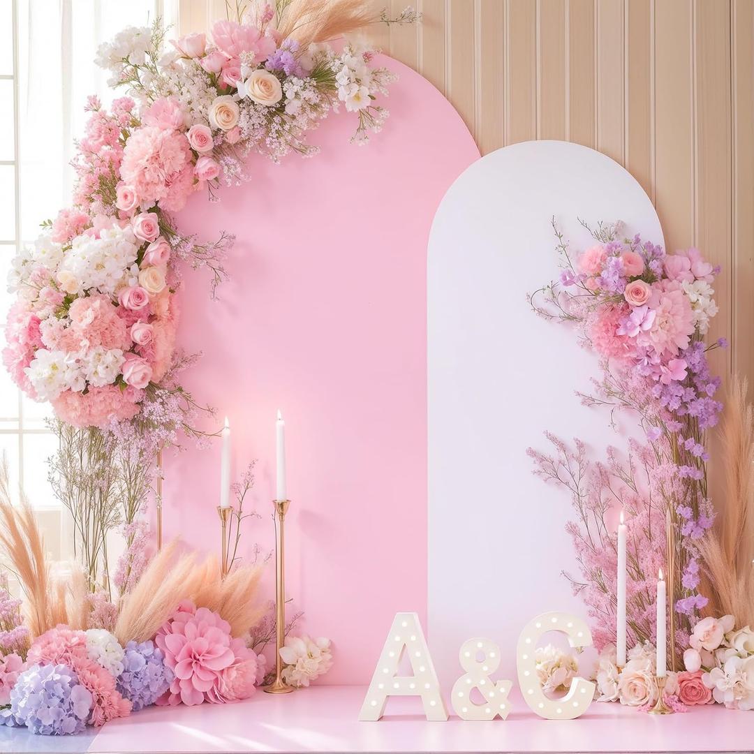 Pink White Arch Backdrop Cover Set of 2 Arch Covers 7.2 and 6ft Wedding Arch Cover Stretchy Backdrop Bridal Baby Shower Birthday Party Arches Stand Covers Spandex