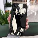2 x LEECG for iPhone 14 Pro Max Case Flower Creativity Pattern Design Soft Silicone Slim Shockproof Phone Cover for iPhone 14 Pro Max, 6.7 inch-Cat Black