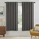 RYB HOME Grey 100% Blackout Curtains 63 inch Long, Light Blacking & Thermal Insulated Curtains for Nursery/Bedroom/Boys'Room, Back Tab & Rod Pocket Window Treatment, W52 x L63, 2 Panels