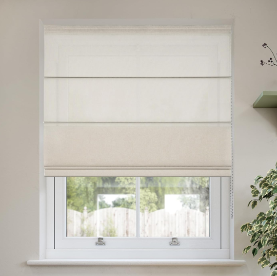 Roman Shades for Windows, Light Filtering Roman Blinds Thermal Insulated Heat Blocking Window Blinds for Home Living Room French Doors, Beige 31" W x 64" H