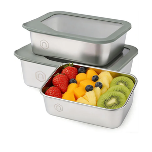 3PCS Food Storage Containers with Lids Airtight, 22/40/74oz Stainless Steel Containers Leak Proof Meal Prep Lunch Containers for Kitchen Storage, Microwave, Freezer, Dishwash Safe