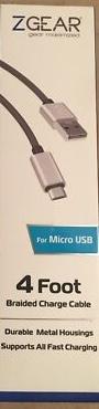 DI ZGear 4 ft Braided Micro USB Metal Cbl