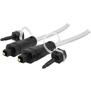 GE Pro 6 ft. (1.8M) Digital Fiber Optic Audio Toslink Cable with Mini Toslink Adapters, High Grade, Compatible with Streaming Devices, Surround Sound, Blu-Ray, DVD, DVR, Sound Bars, and More, 33533, BLACK