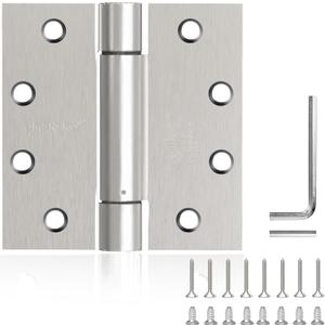 2 Pieces Self Closing Door Hinge 4-1/2 inch Satin Nickel Auto Close Hinge Adjustable 4 "x 4 " Spring Hinges Door Closer Hinge Square Corner Commercial Auto Self-Closing